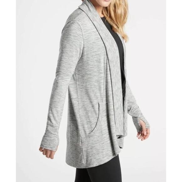 Athleta Sweater Women's Small Gray Pranayama Wrap Cover Up Open Cardigan - Picture 2 of 9